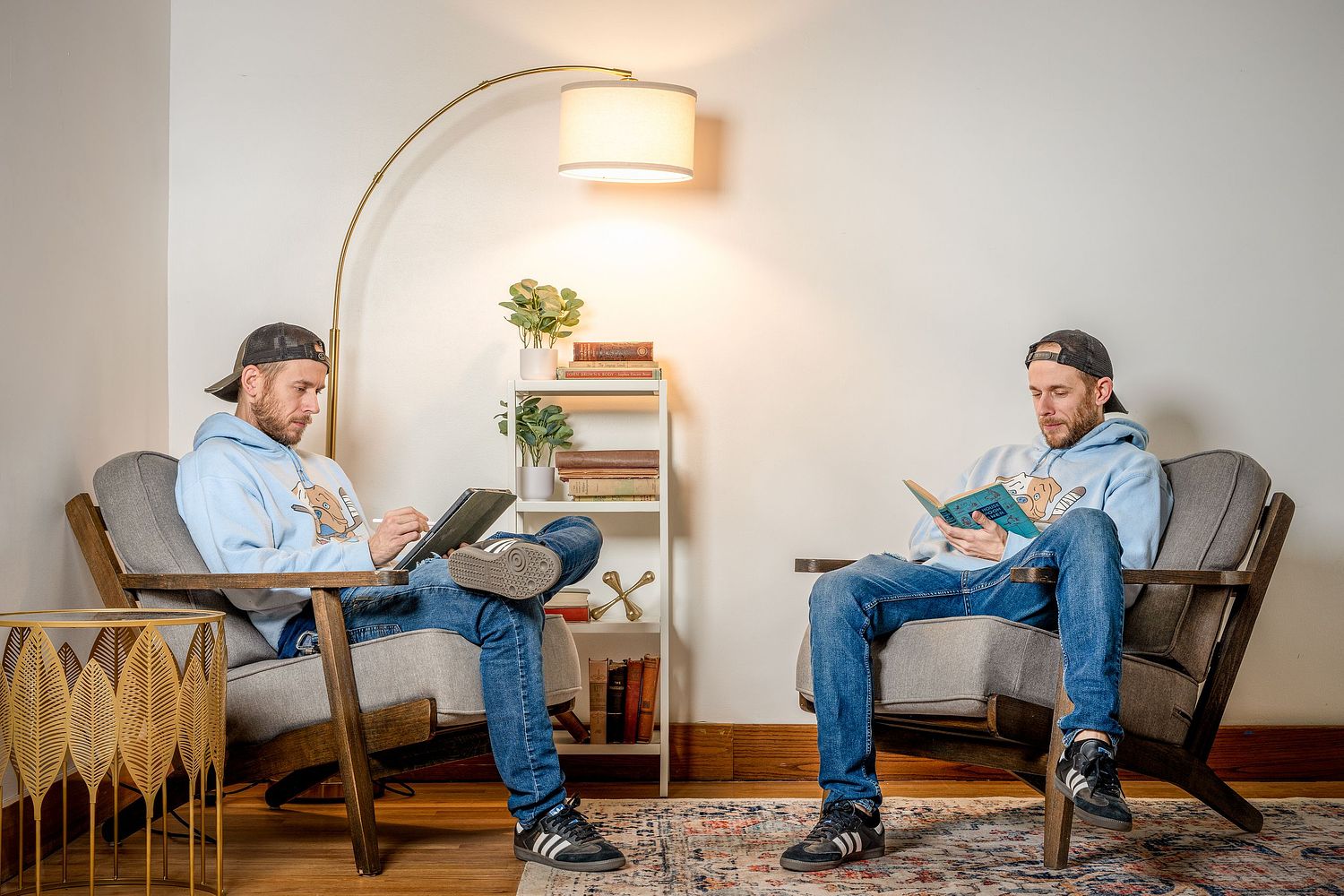 Editorial Portrait of man sitting, Stylized portrait