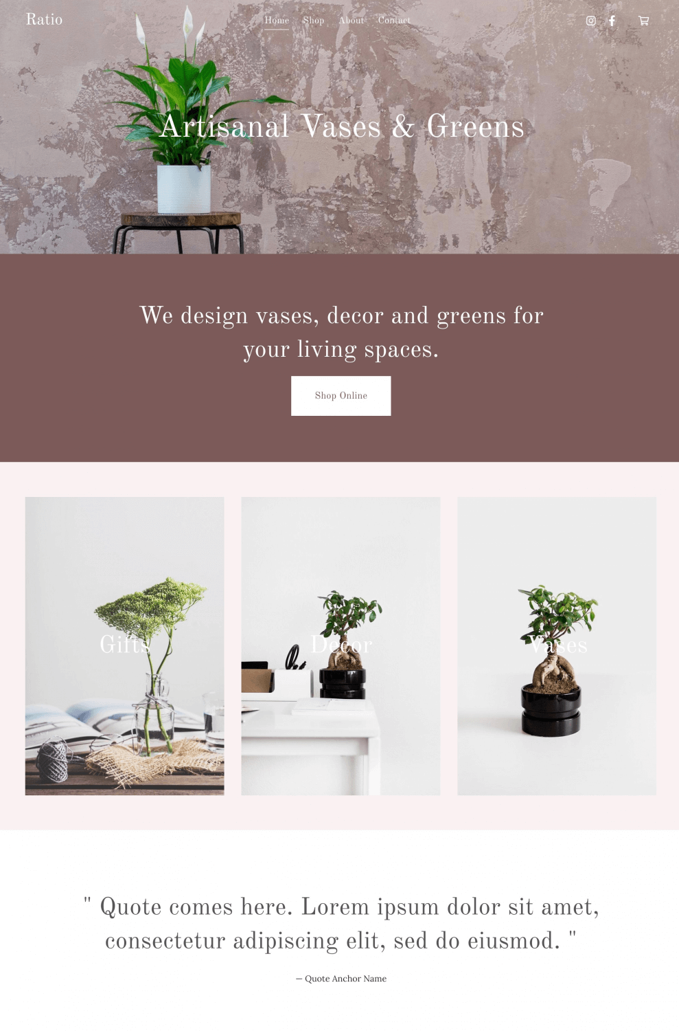 Razão - Pixpa Modelo de site de comércio eletrônico