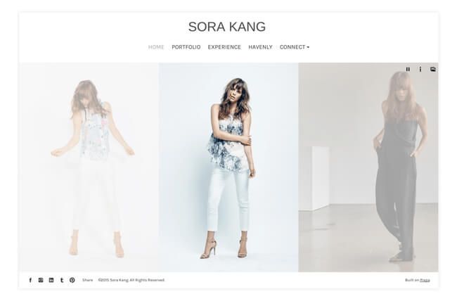Sitio web del portafolio de modelos de Sora Kang