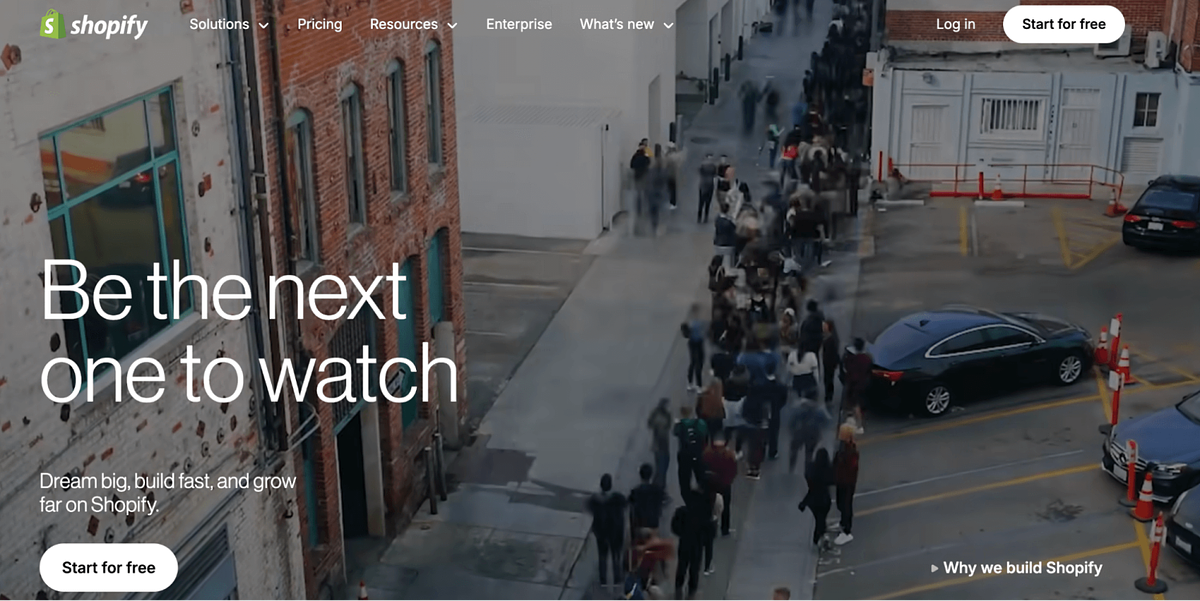 Afbeelding van de startpagina van Shopify