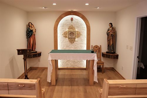 the Sisters' Chapel after the lectern and statue shelves were finished