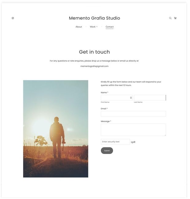 Memento Grafia Studio's Contact Details Page