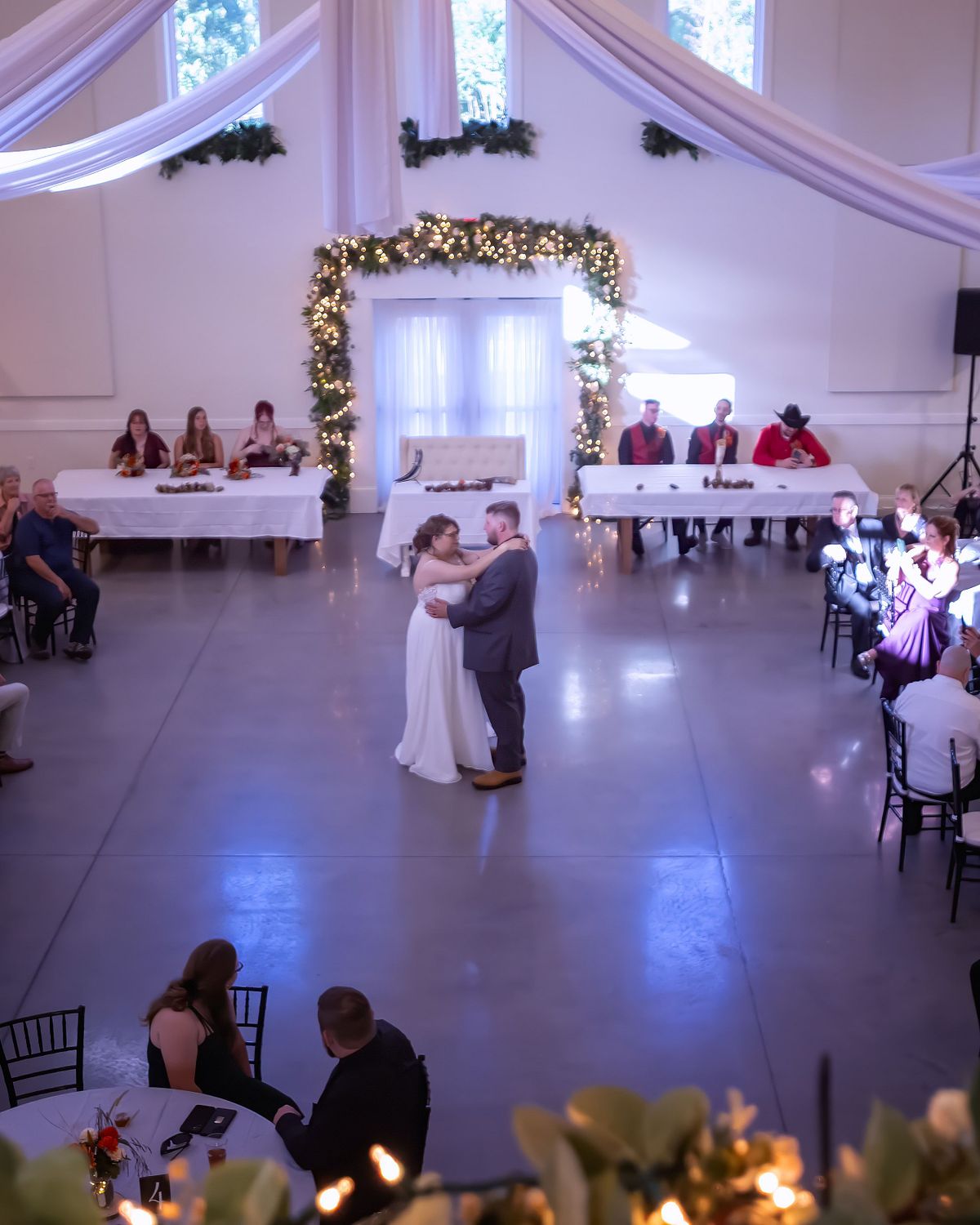 first dance at Willowbrook in Bridgeville, de, shot from the indoor balcony
