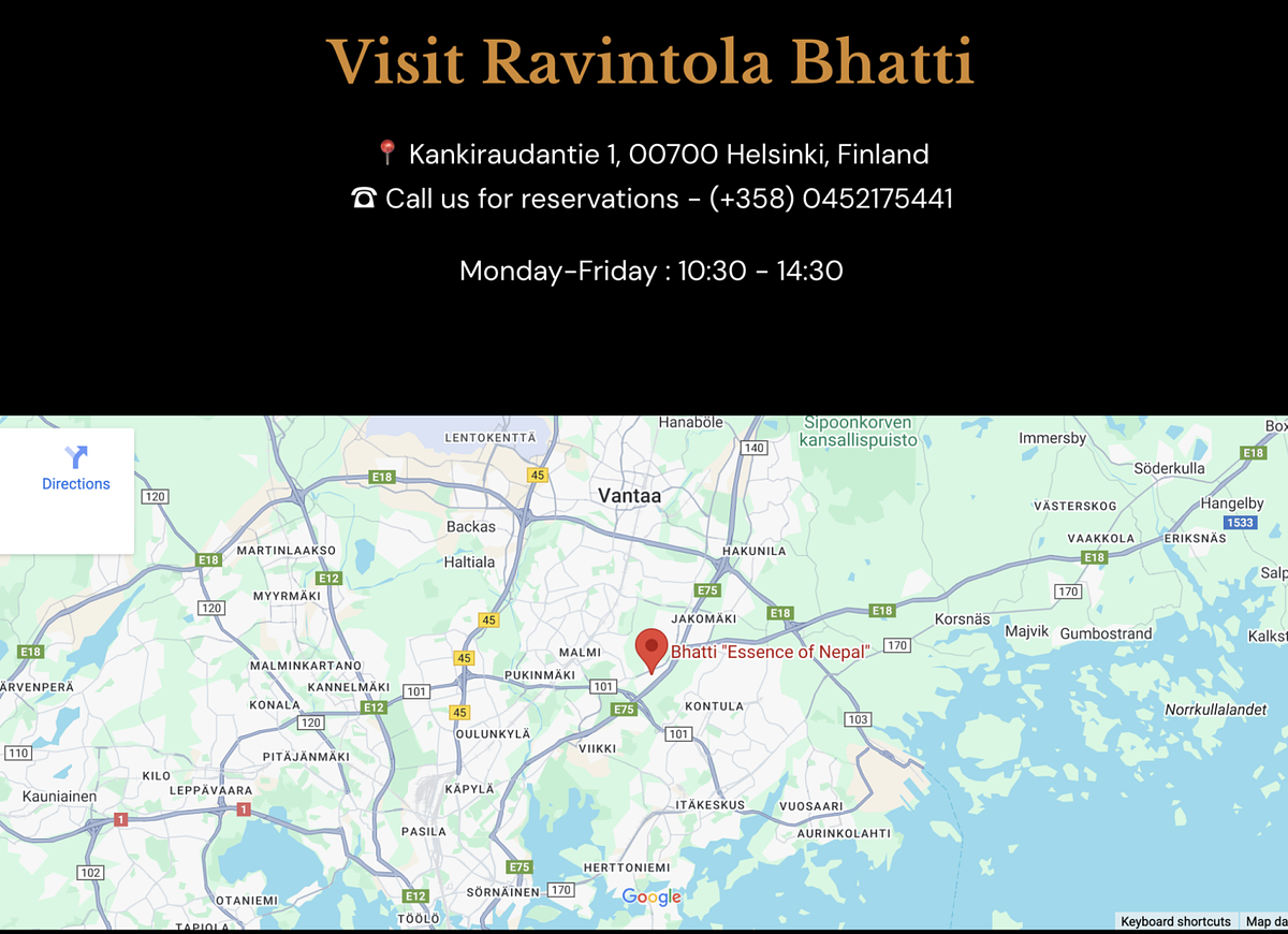 Imagen de datos de contacto incluidos en el pie de página de un sitio web