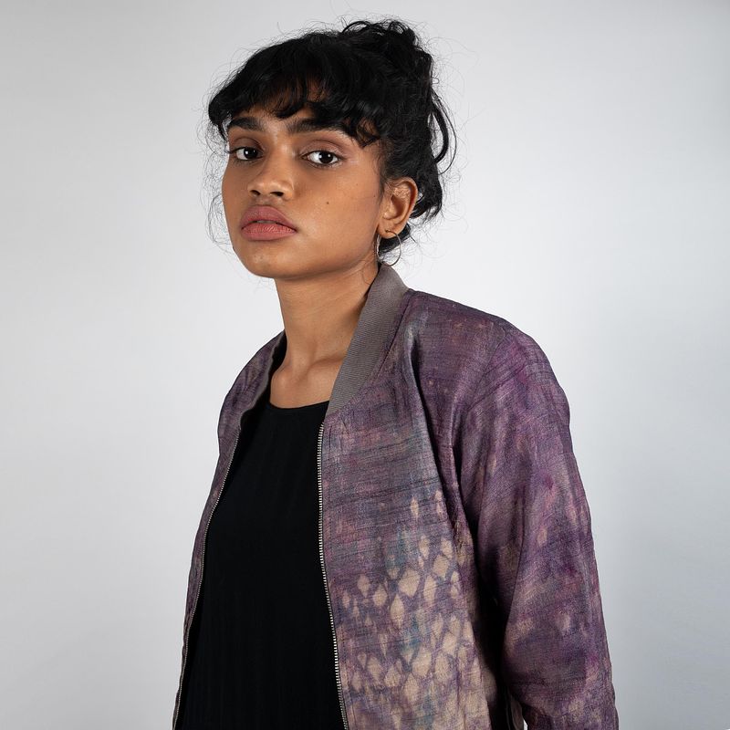 Honeycomb Tussar Silk Bomber