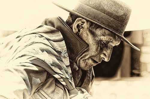 Portrait en sepia d'un homme de Bolivie