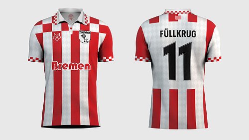Front and back views of Werder Bremen third shirt concept displayed side by side.