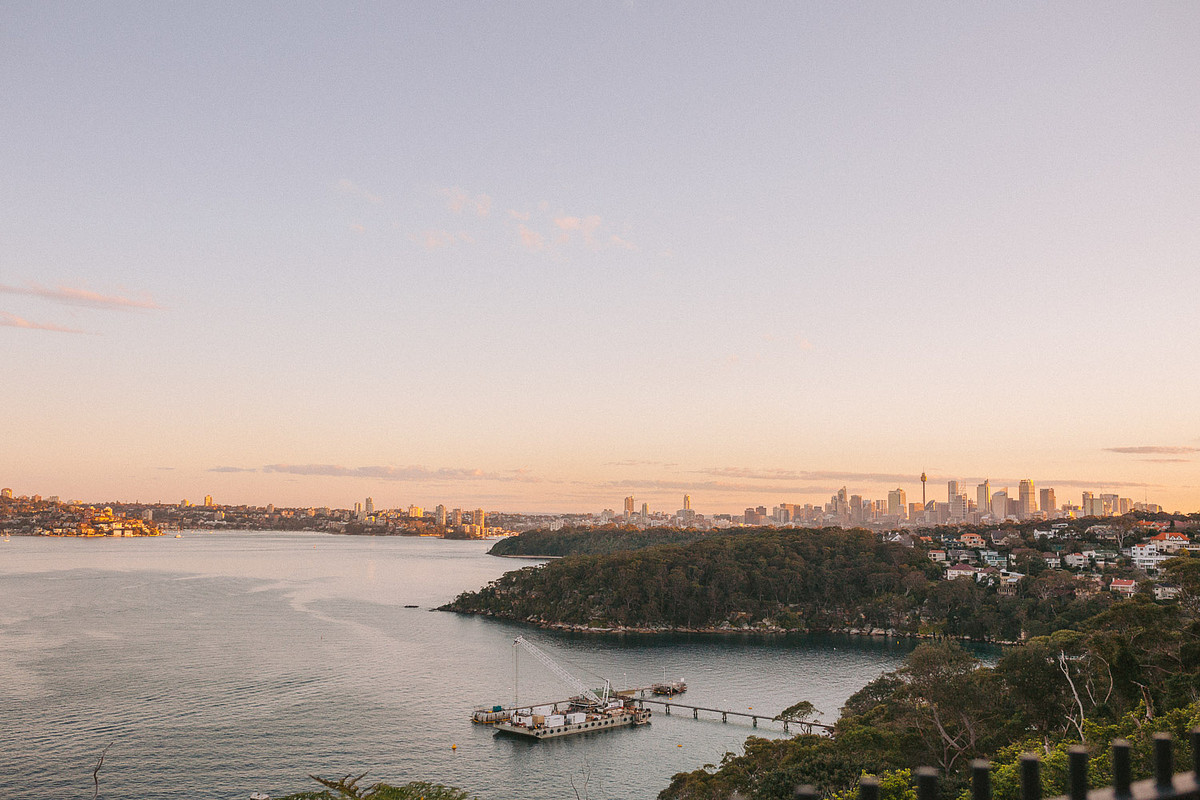 sunset view of the Sydney Harbour from Gunners Barracks Mosman.