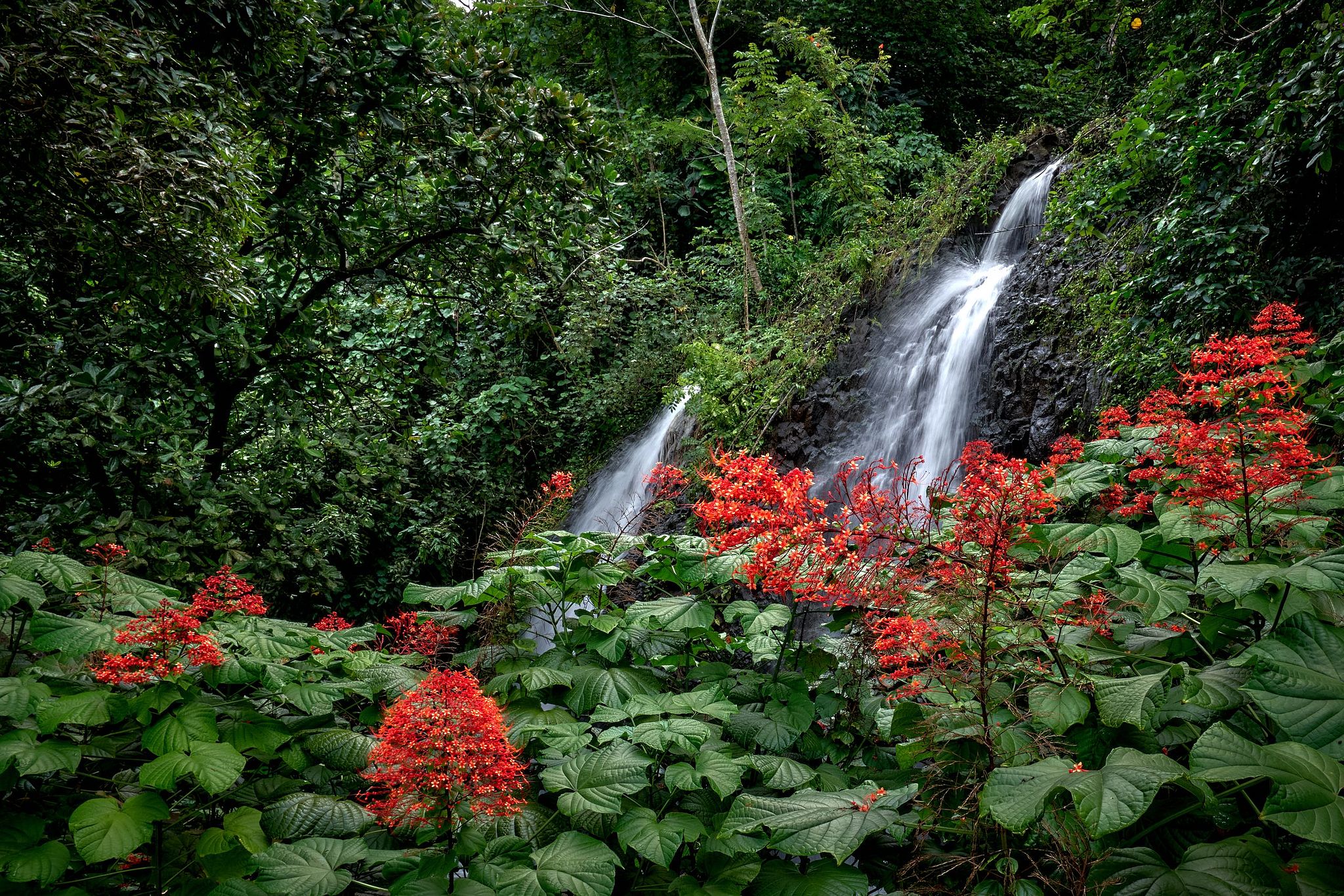 Vaihi Twin Falls on Tahiti - French Polynesia