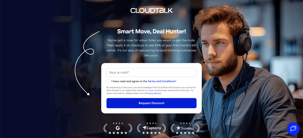 Schermafbeelding van de CloudTalk-startpagina