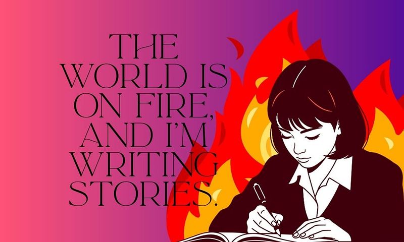 The world is on fire, and I'm writing stories.