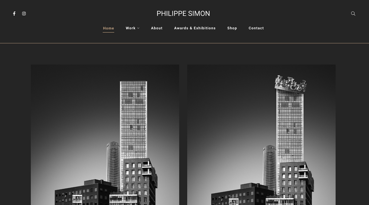 Website met het architectuurportfolio van Philippe Simon