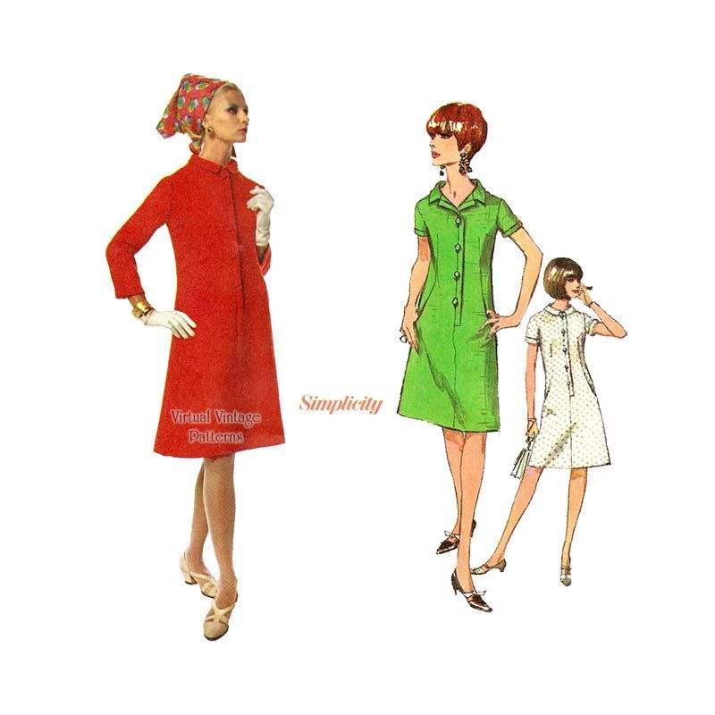 Simplicity 6872, 1960s A Line Coat Dress Pattern | Virtual Vintage
