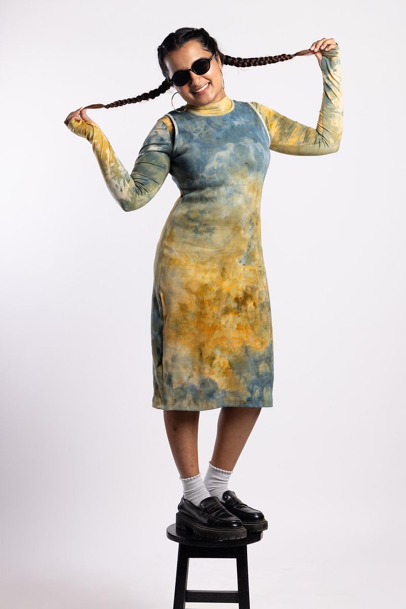 Ribbed Dress Golden Hour (Blue Gold)