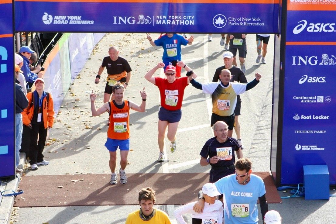 Martin Potter at NYC marathon finish line 2008