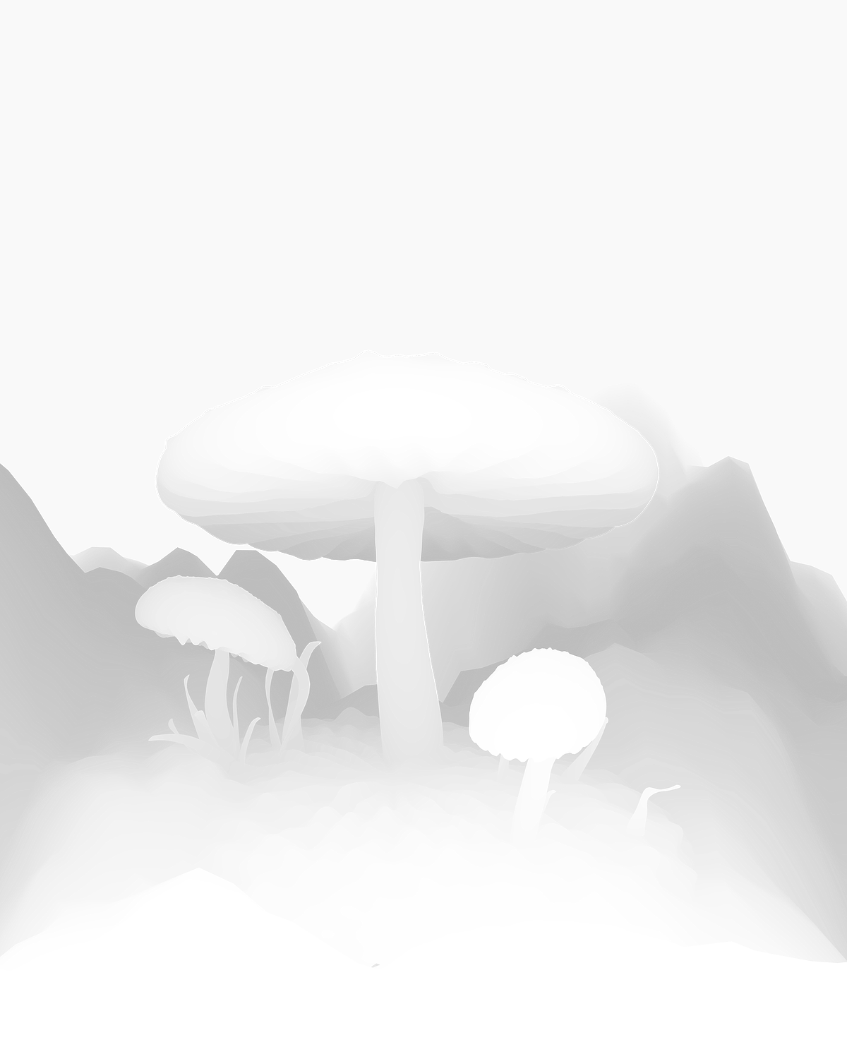 Mist Pass Render of Mushroom World from Blender