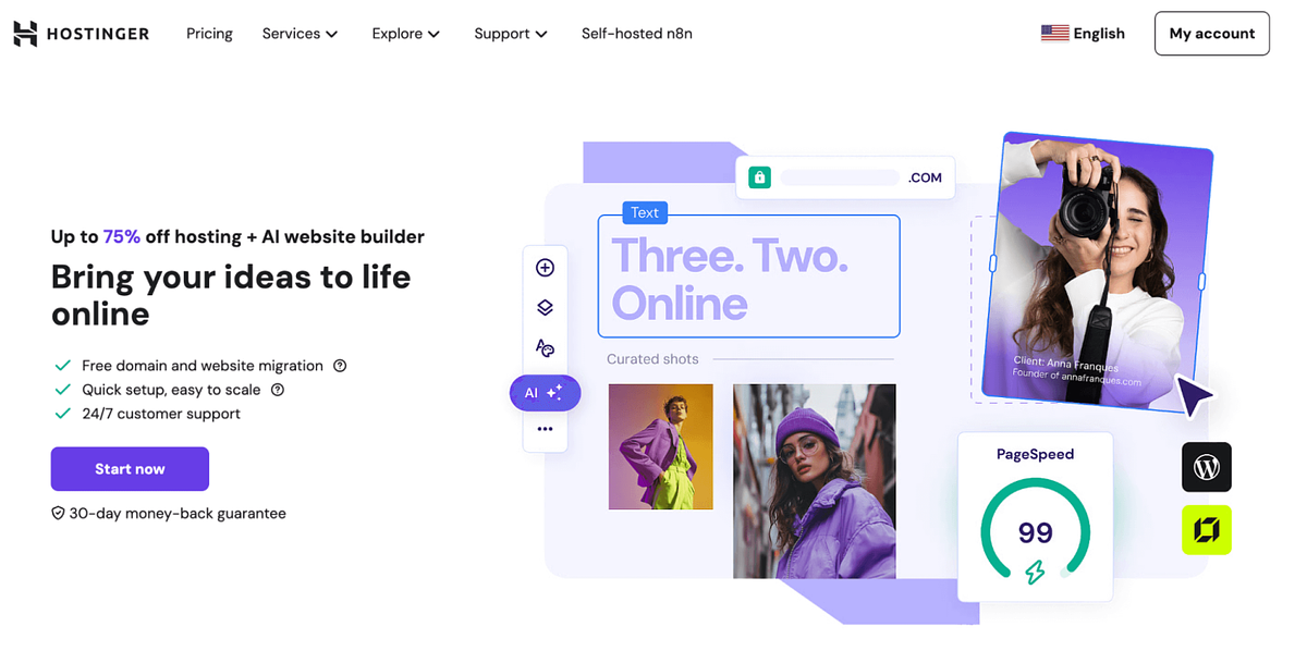 Zrzut ekranu Hostingera
