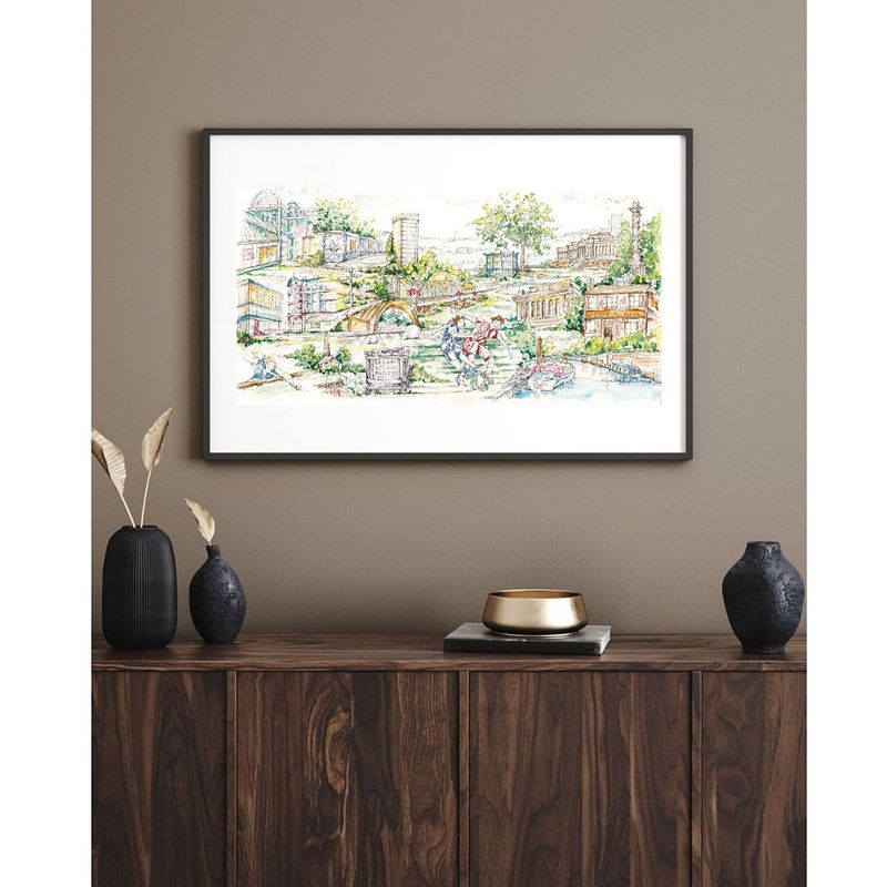 FINE ART PRINT City of Sheffield Cityscape in South Yorkshire, England, UK