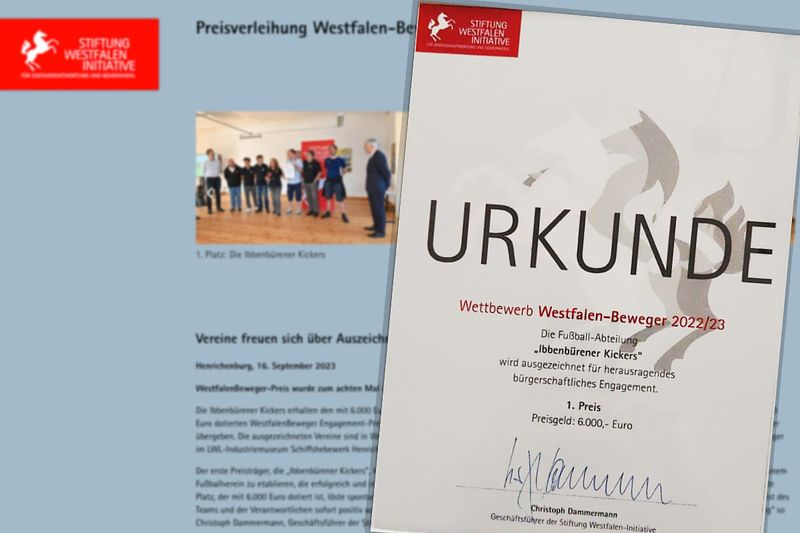 Ibbenbürener Kickers gewinnen WestfalenBeweger-Preis für herausragendes Engagement