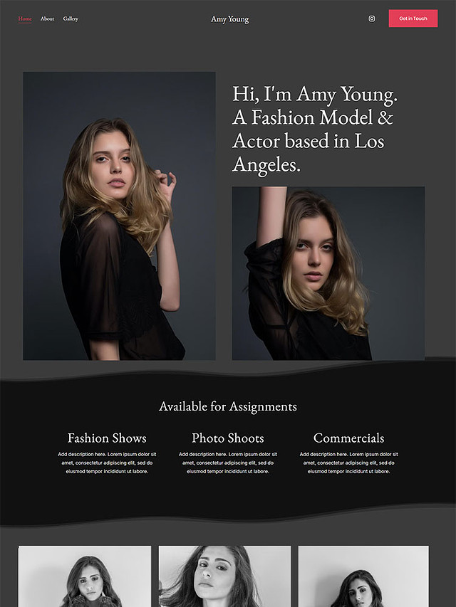 Elan -  Pixpa Fashion Portfolio Website Template