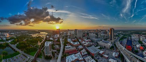 Drone photo of Richmond, VA at sunset