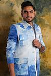 Linen Satin Safari Blazer - Summer Sky
