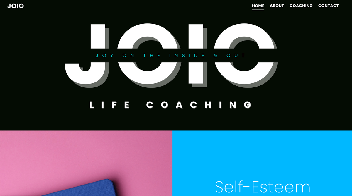Screenshot of JOIO life coaching website