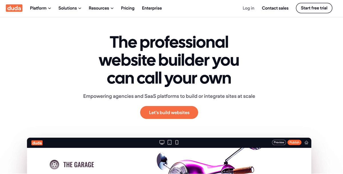 Immagine della home page di Duda