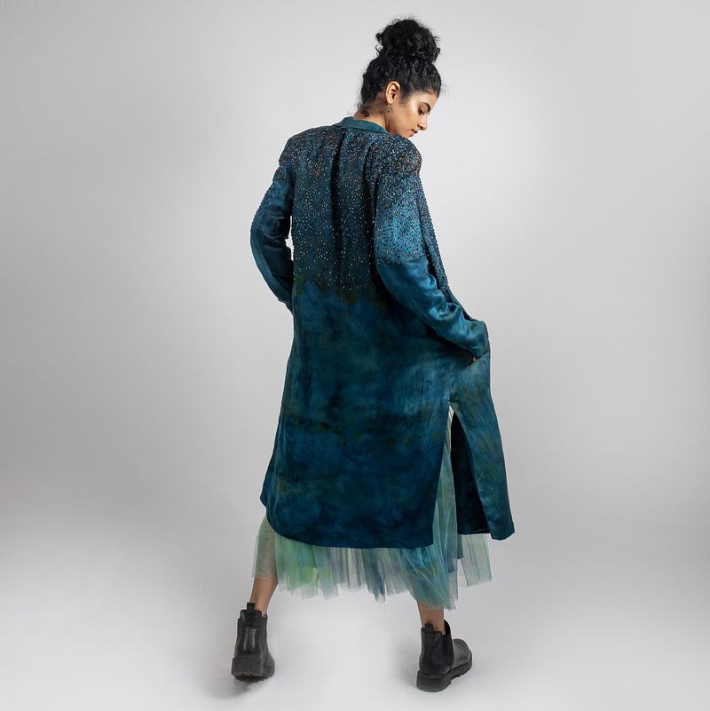 Metallic Wings Embroidered  Blazer