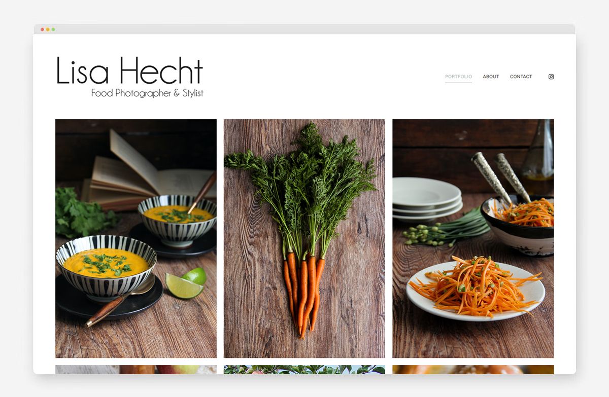 Sito web del portfolio di fotografia alimentare di Lisa Hecht