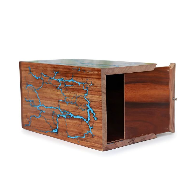 Thunder Strokes Wood Urn box for Ashes