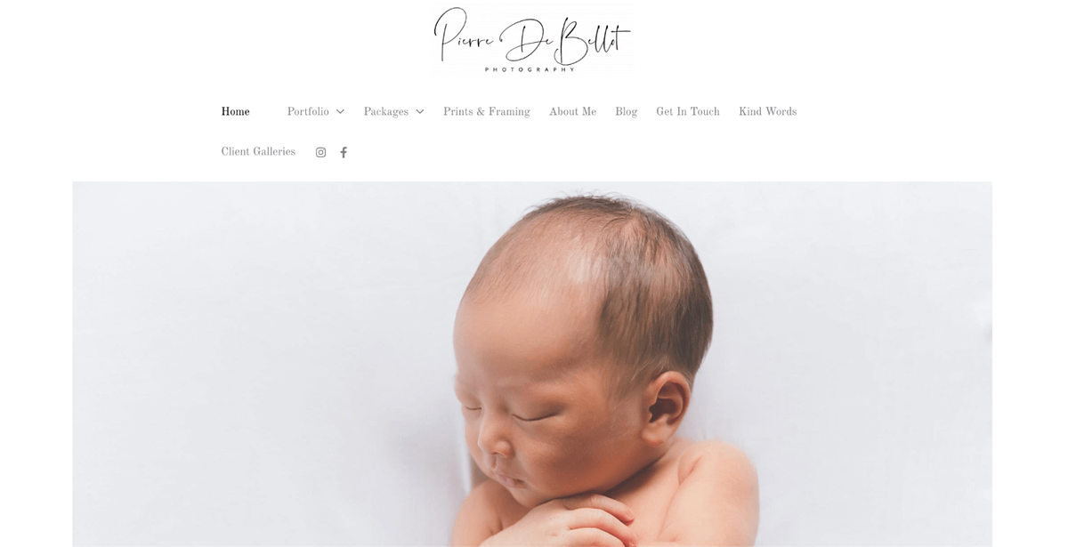 Pierre Debellots Portfolio-Website für Neugeborenenfotografie