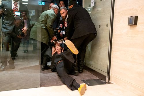 Fossil Free London disrupt the World Energy Capital Assembly at the Hilton Hotel, London, UK