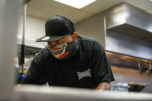 Detail shot of work being done at Homeboy Industries during COVID-19 — photographed by David Andrade