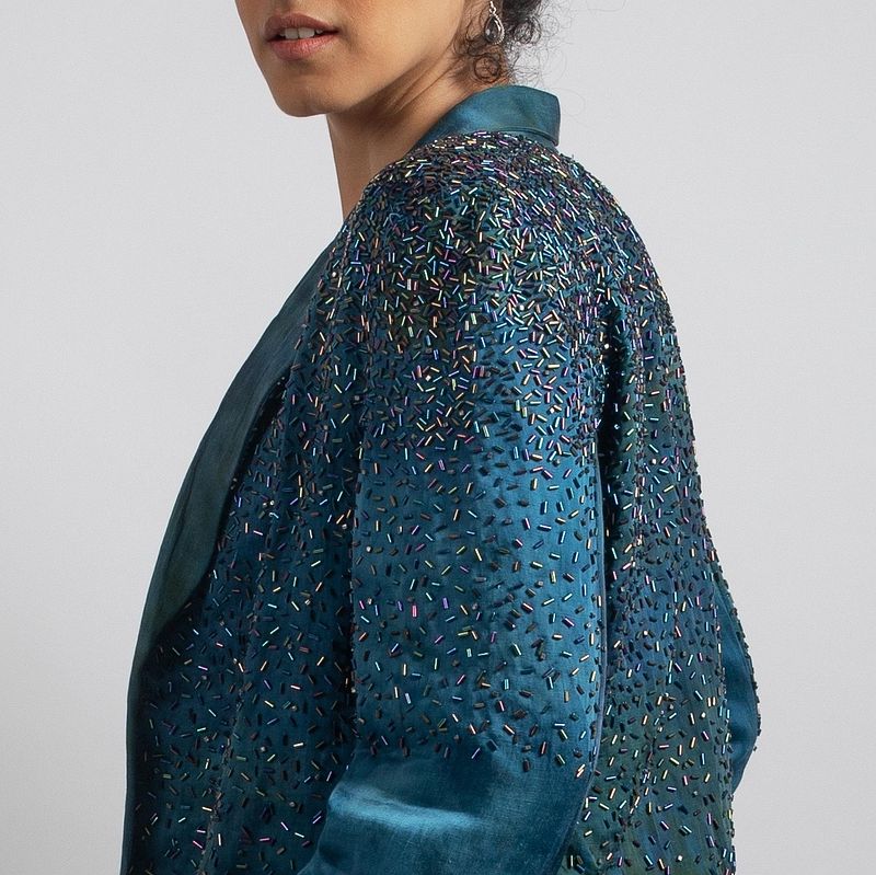 Metallic Wings Embroidered Blazer