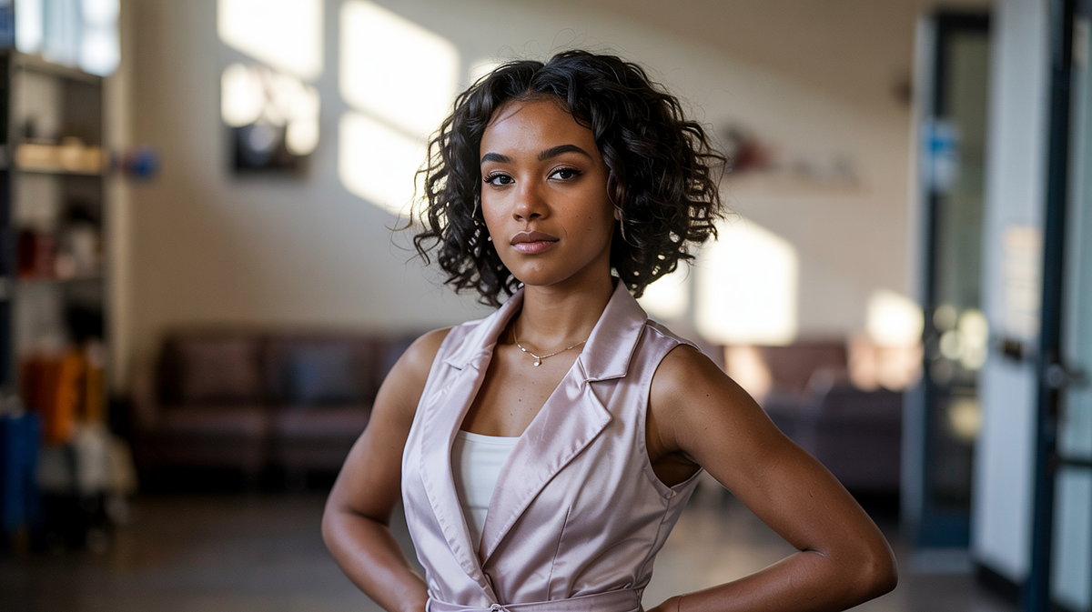 High school senior posing confidently outdoors in natural light.