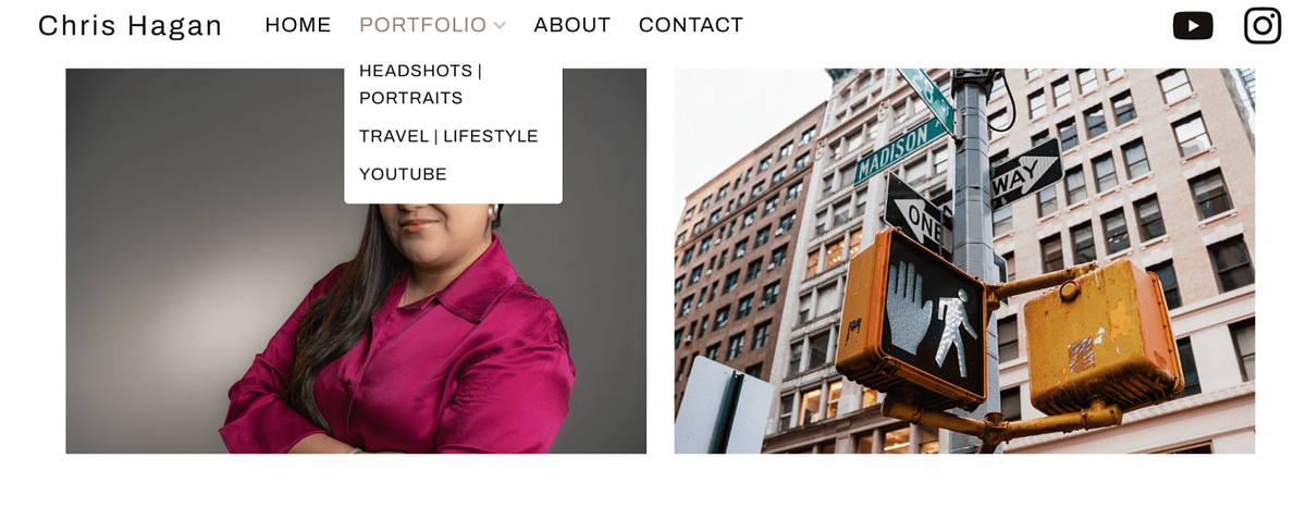 Screenshot of Chris Hagan's photography portfolio