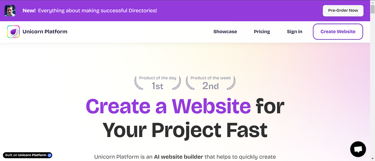 Unicorn platform home page