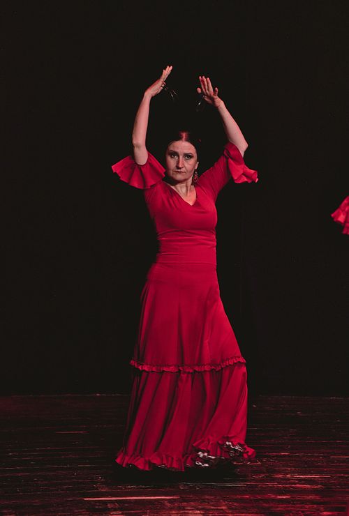 Flamenco school students performing in Poznan at the dance concert
