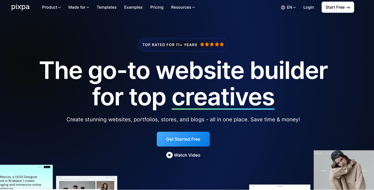 Screenshot di Pixpahome page di