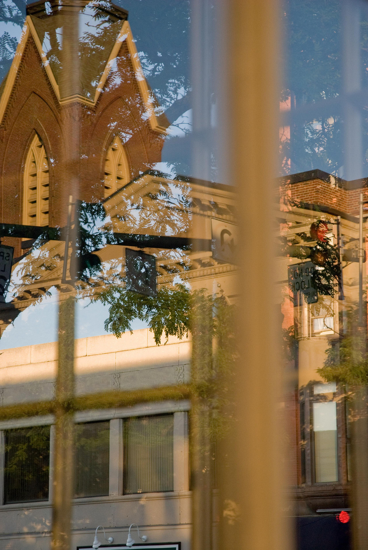 Reflection and multiple perspectives of Nashua NH main street