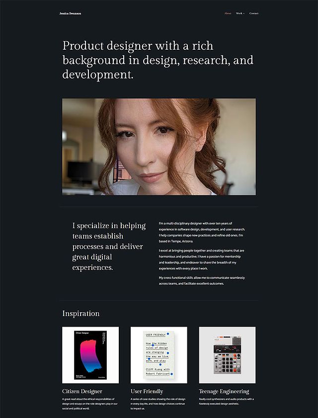 Jessica Swanson Portfolio Website Examples