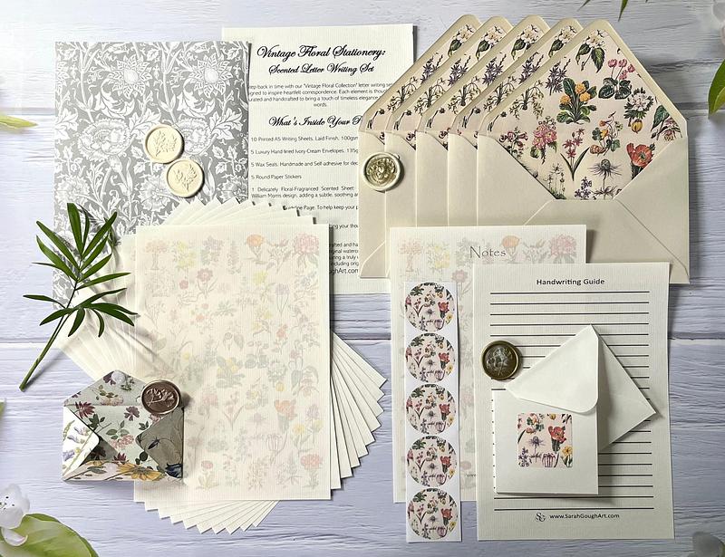 Luxury Vintage Floral Scented Letter Writing Stationery Gift Set with Accessories