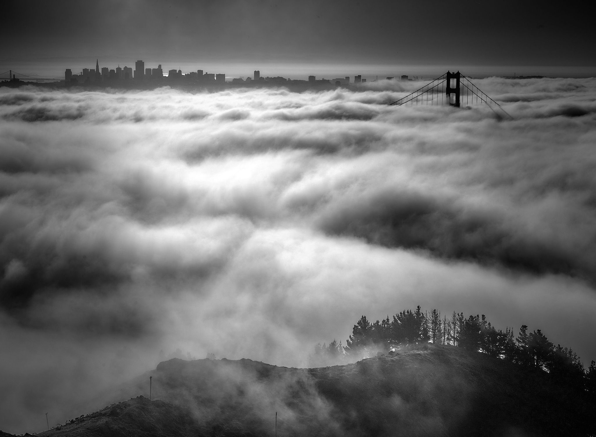 Fog Engulfs the Golden Gate and San Francisco - California