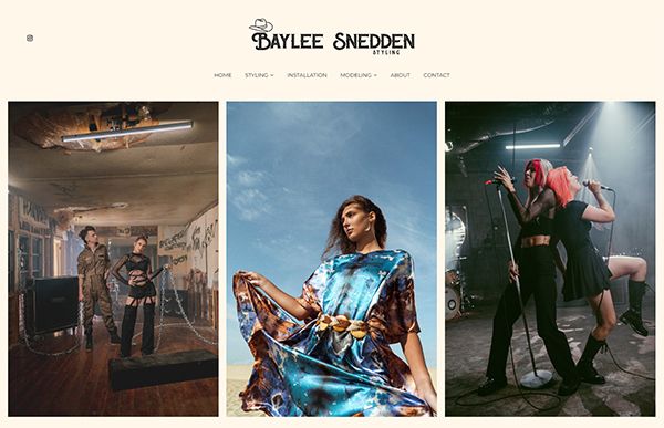 Exemplos de sites do portfólio Baylee Snedden