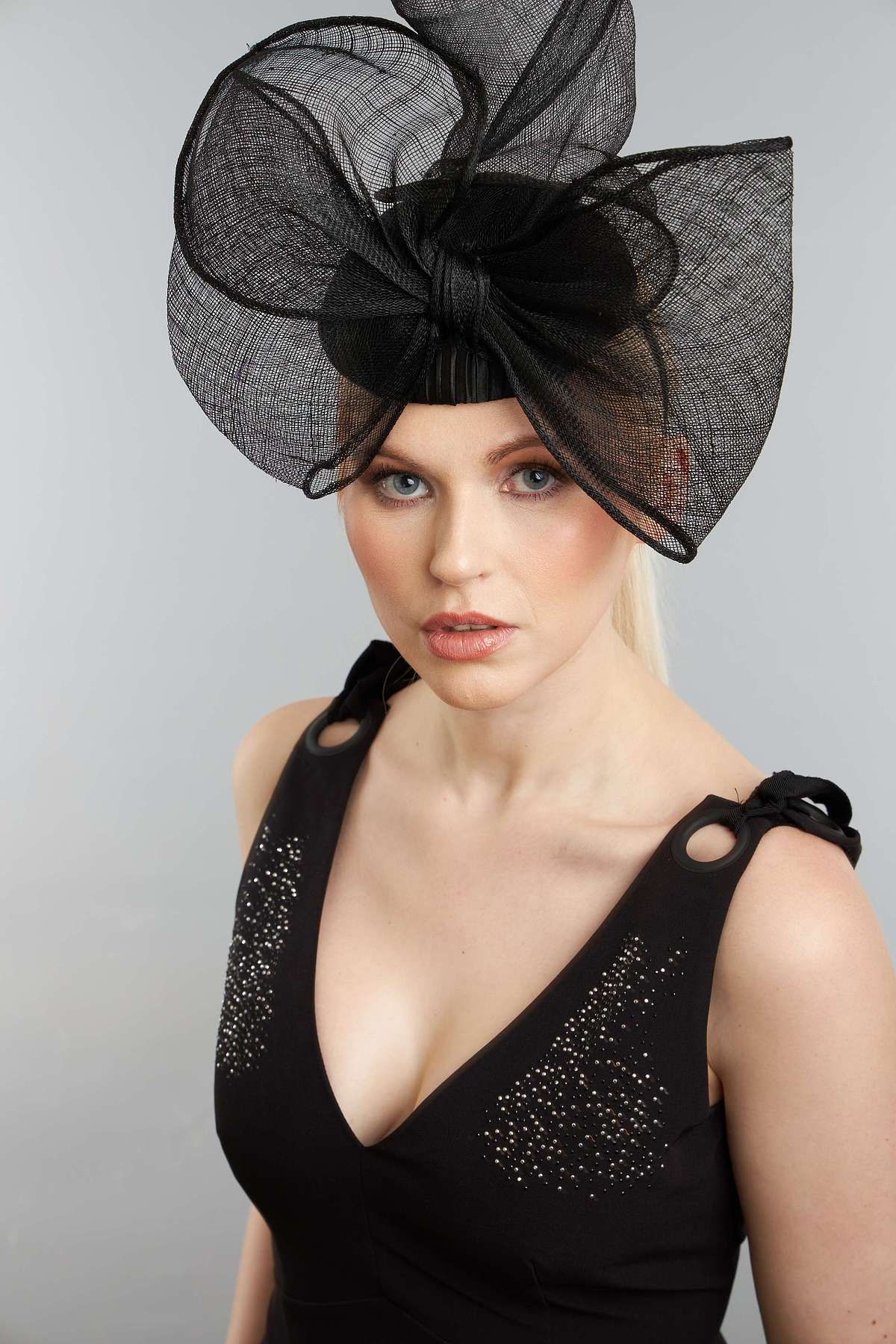 House of Charles - Jennifer rocking&nbsp;Black Lace High Fashion Millinery - statement piece by Janice Liverpool - Gibxon