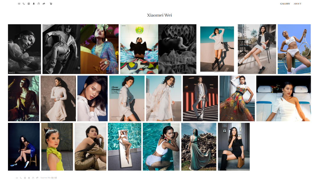 Página de inicio del portafolio de modelos de Xiaomei Wei