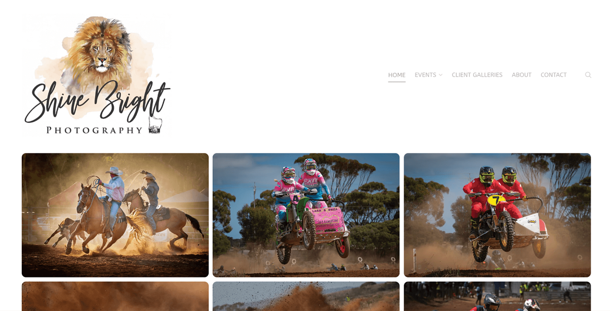 Site Web du portfolio de photographie sportive de Shine Bright