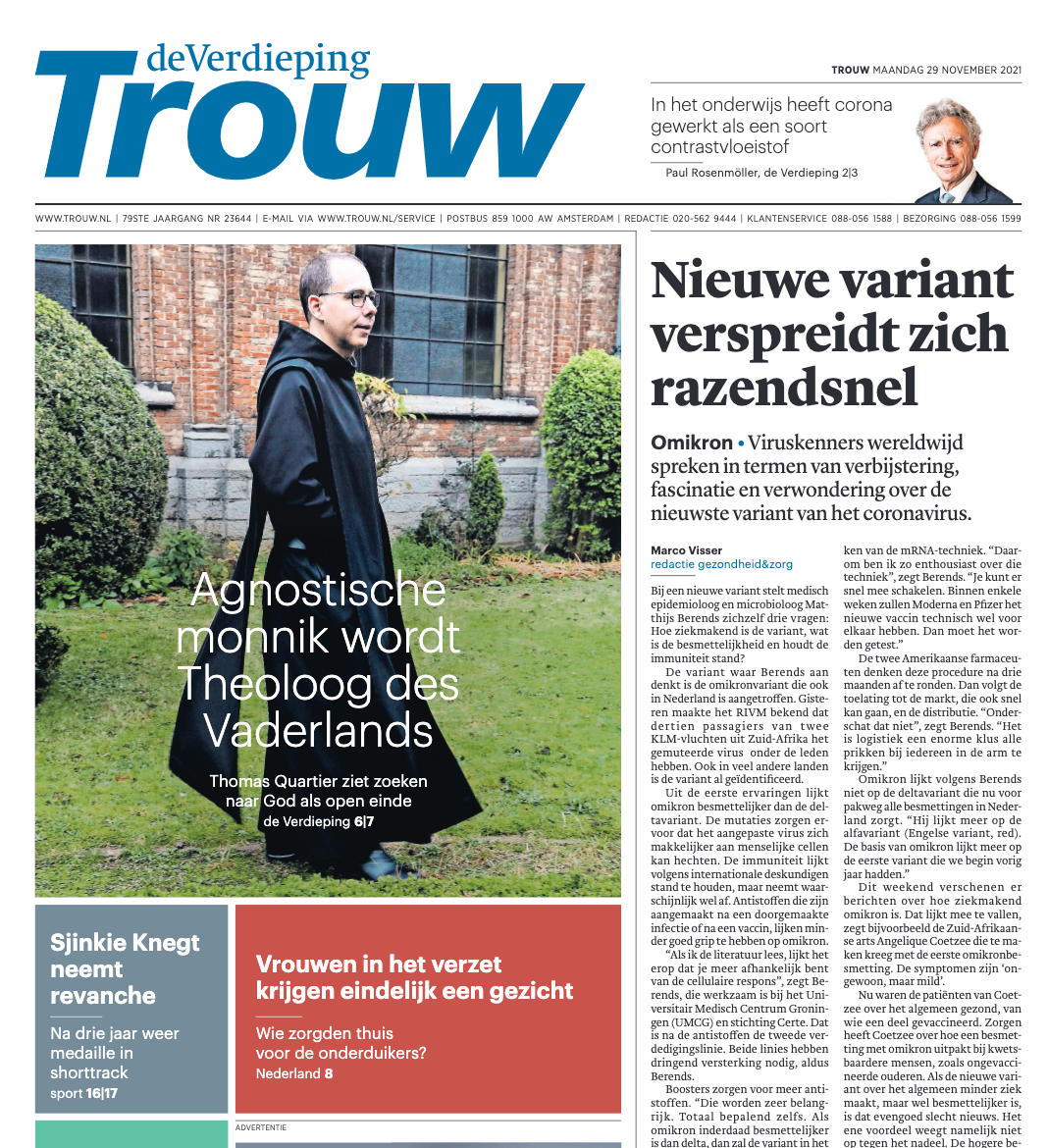 Reportage on  a monk  in Flanders