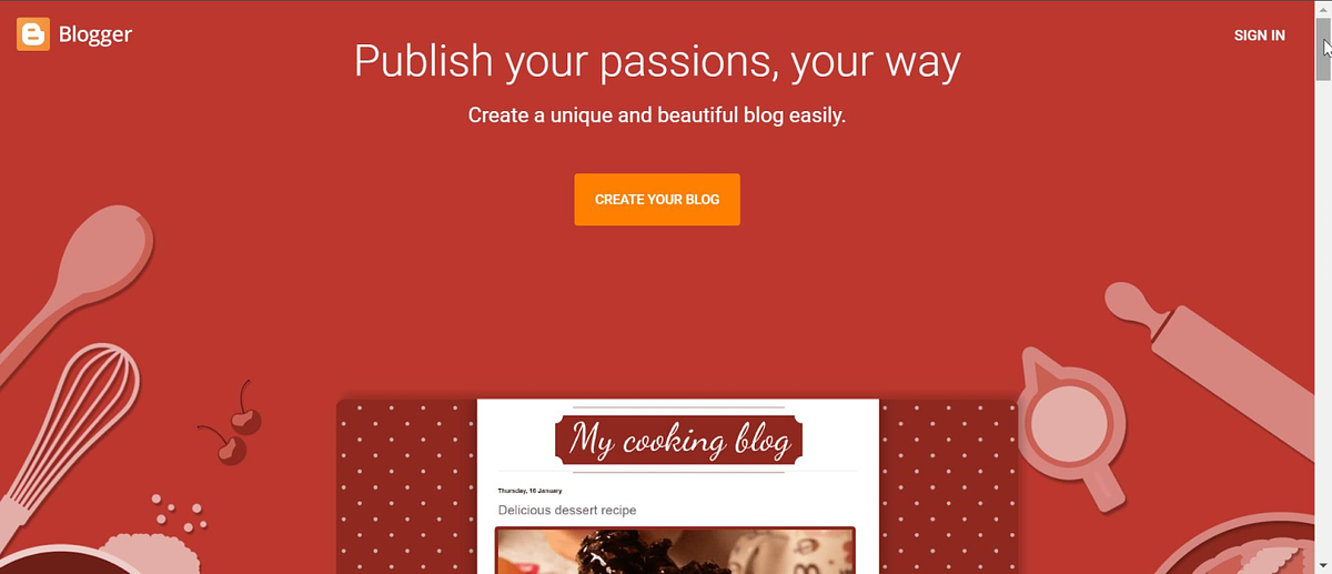 Página de inicio de Blogger